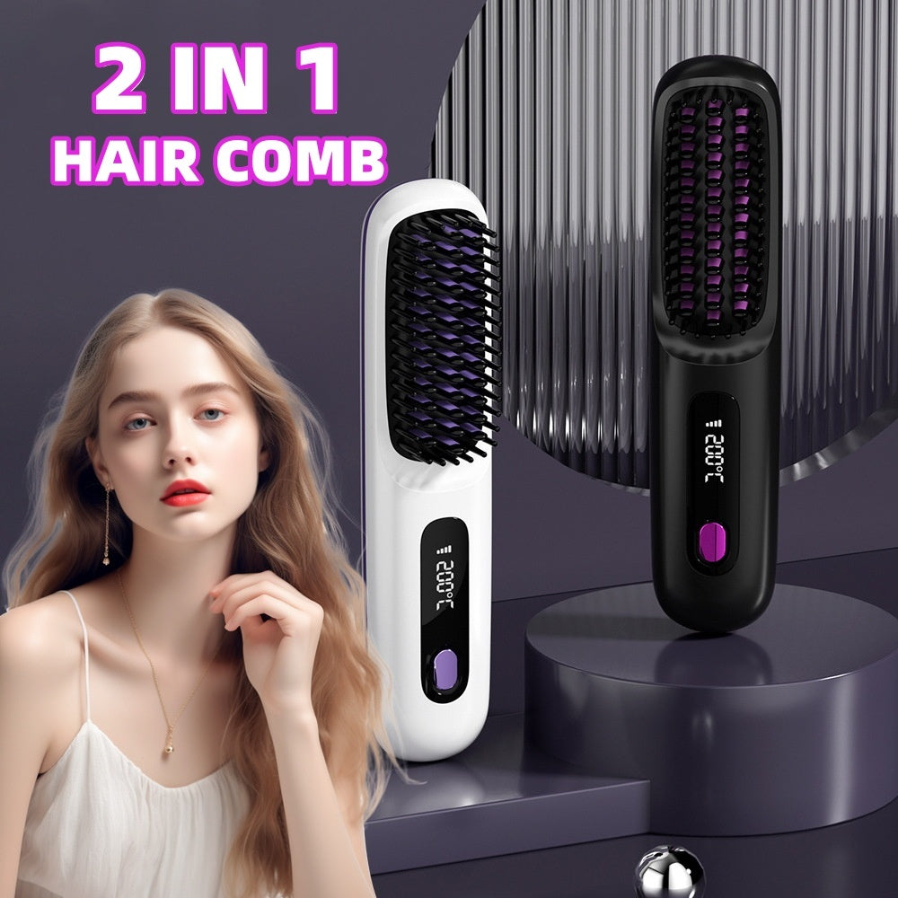 SleekStyle 2-in-1 Wireless Hair Straightener Brush