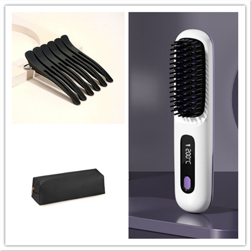 SleekStyle 2-in-1 Wireless Hair Straightener Brush